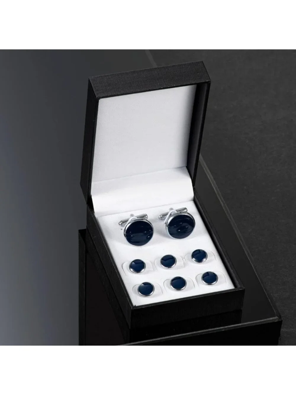 Stylish Round Cufflinks & Studs Set - 4 Colors, Tuxedo Shirt Accessories, Gift